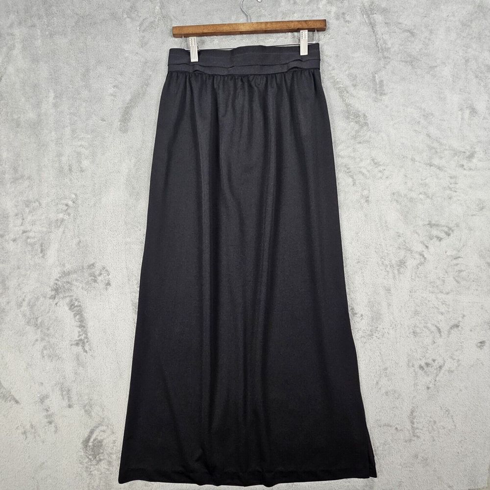 Vintage DG California Maxi Skirt Women's 11/12 Black Side Slit Polyester USA NWT
